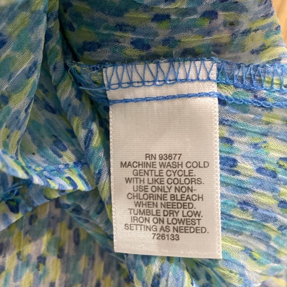 Liz Claiborne Petite Women’s Blue Green Button Down Polyester Tank Top Shirt - Picture 8 of 8